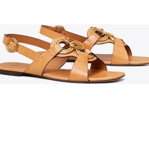 Tory Burch Ring Sandal Vachetta Leather Size 8.5